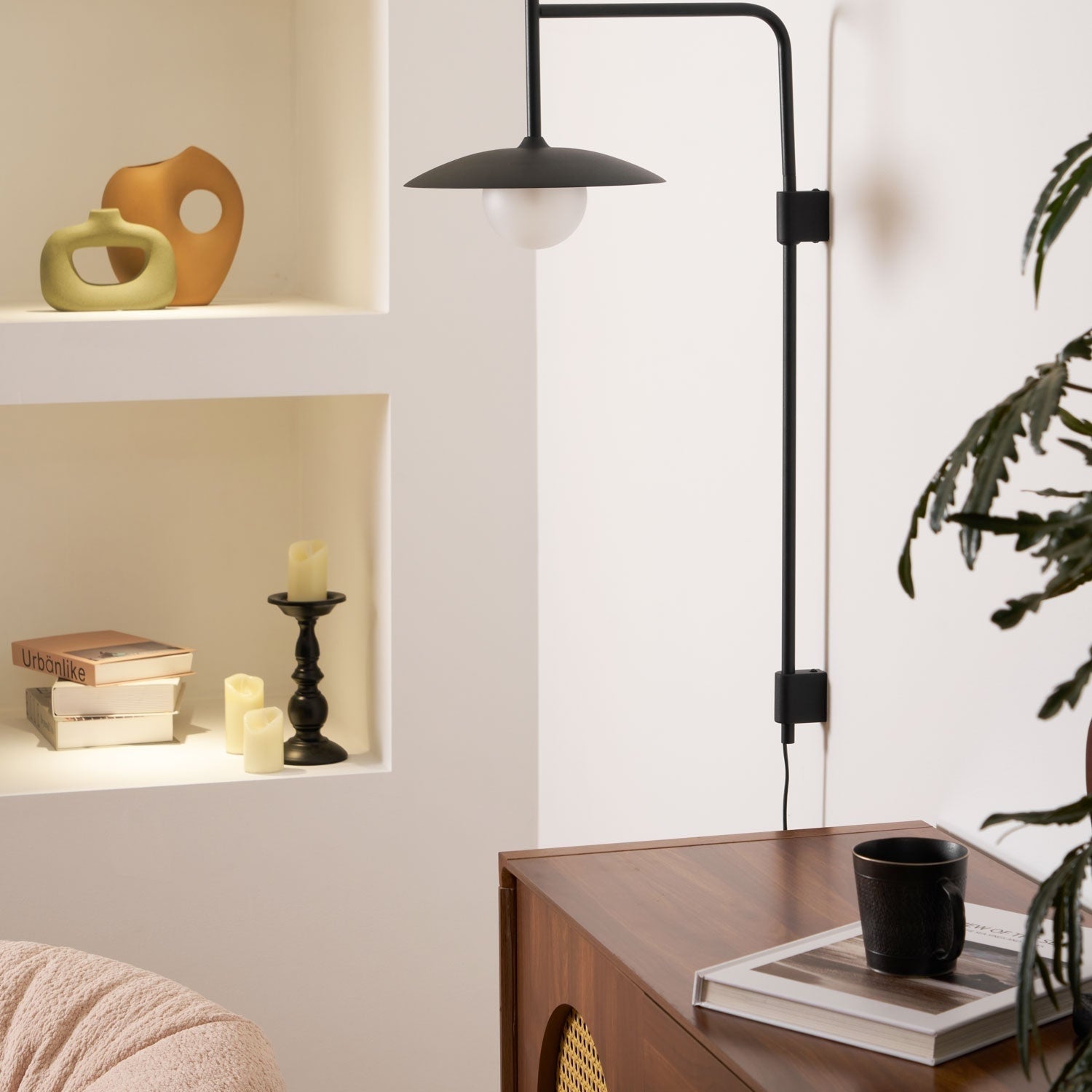 Gea Wall-Mounted Swing Arm Light Fixture Lighting Lobby