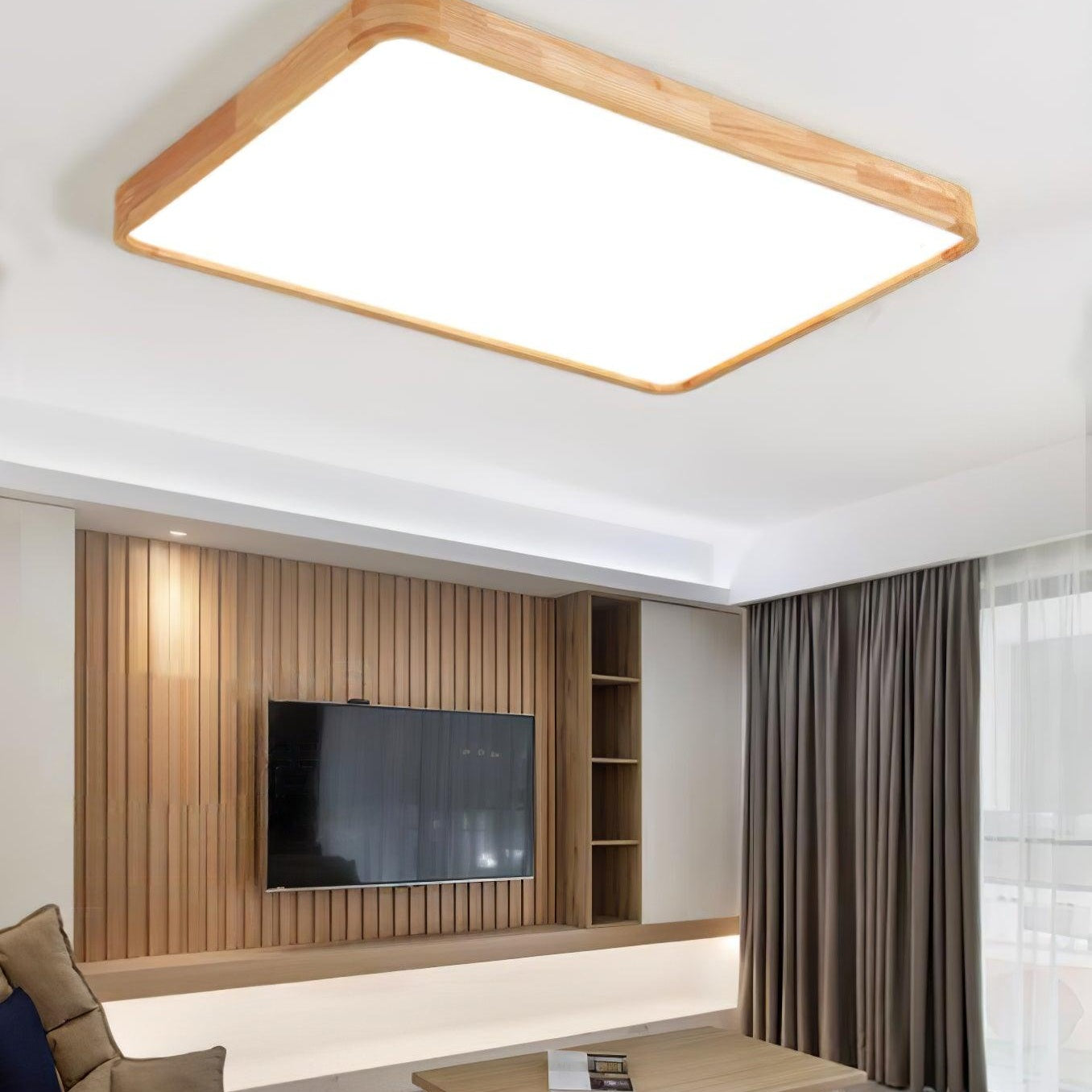 Geometric Wooden Ceiling Fixture Lighting Lobby