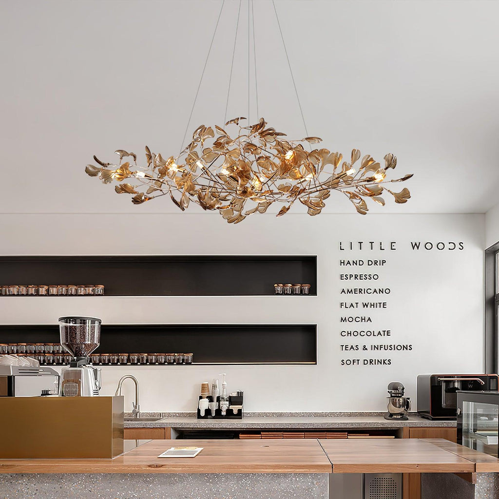 Ginkgo Leaf Acrylic Ceiling Light Lighting Lobby