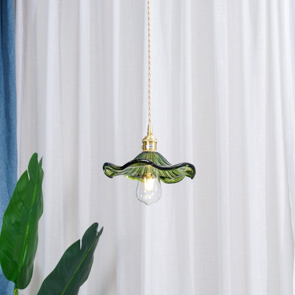 Hibiscus Glass Flower Ceiling Pendant Lighting Lobby