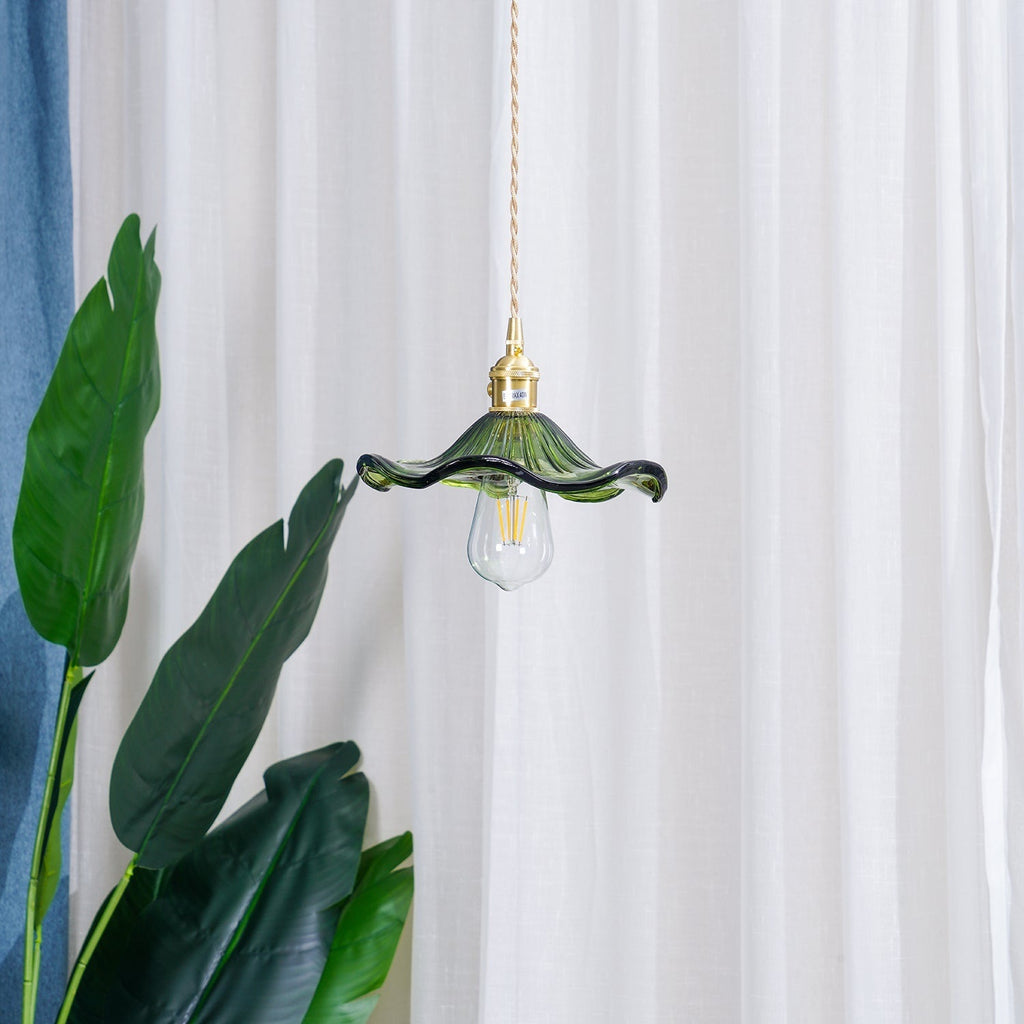 Hibiscus Glass Flower Ceiling Pendant Lighting Lobby