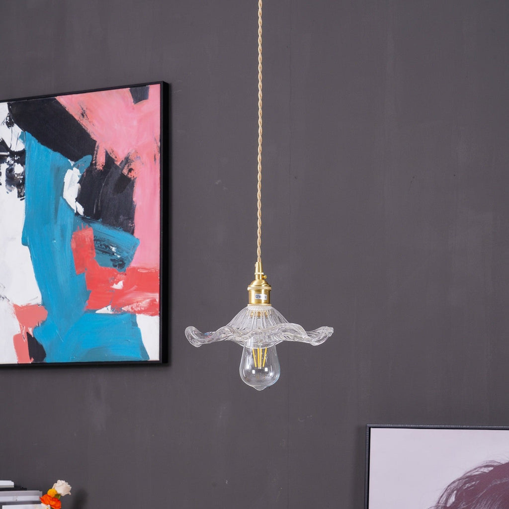 Hibiscus Glass Flower Ceiling Pendant Lighting Lobby