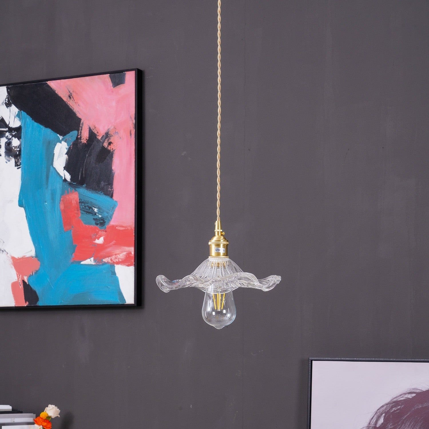 Hibiscus Glass Flower Ceiling Pendant Lighting Lobby