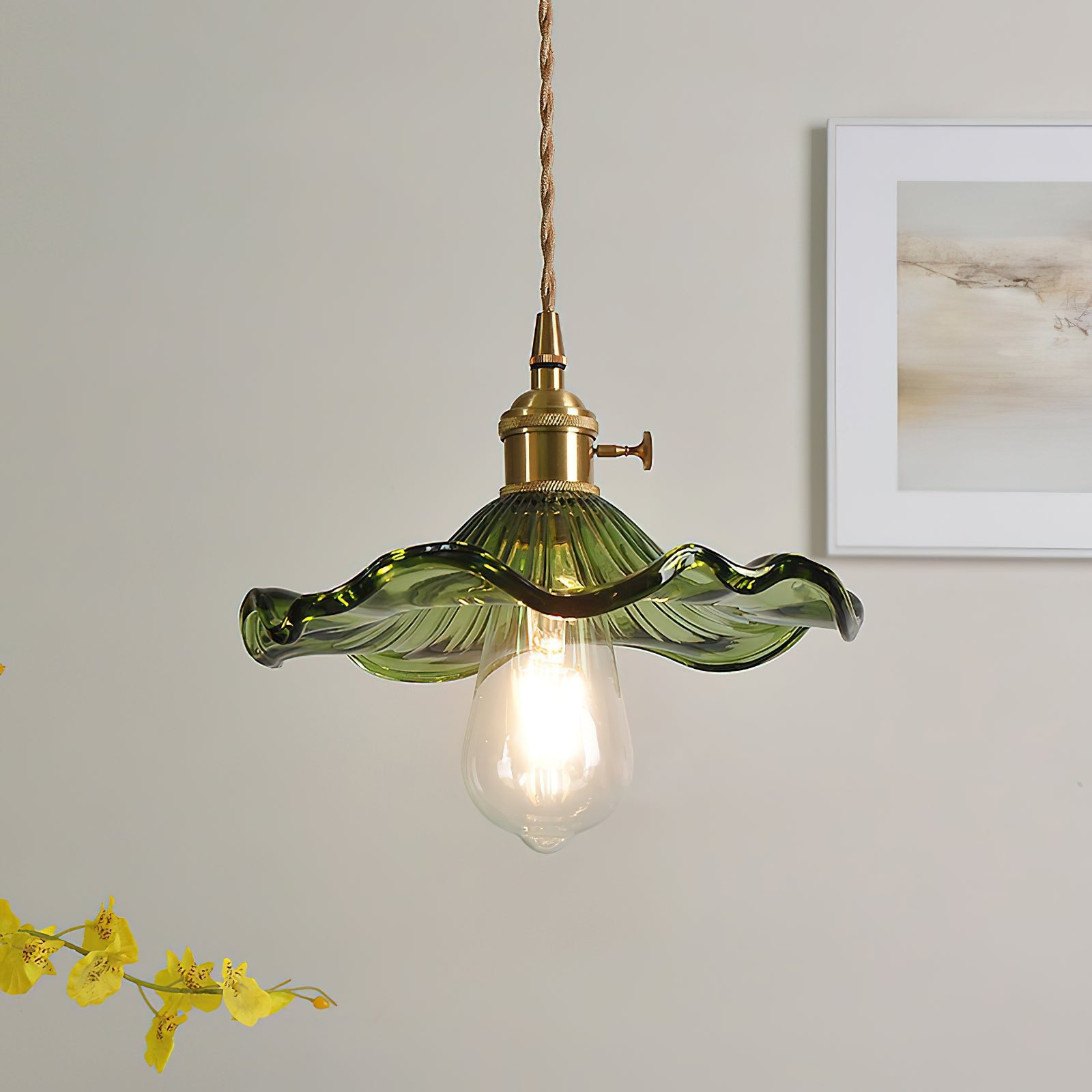 Hibiscus Glass Flower Ceiling Pendant Lighting Lobby
