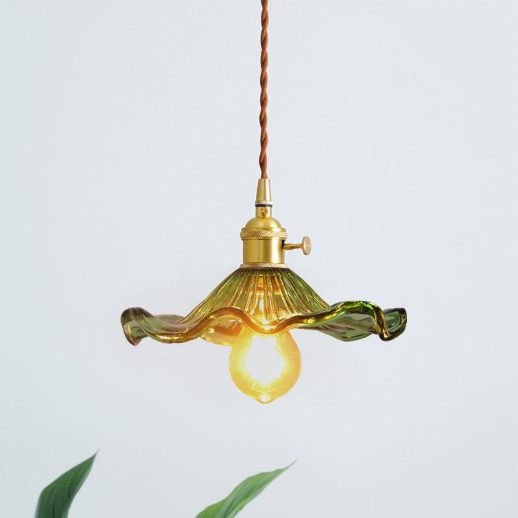 Hibiscus Glass Flower Ceiling Pendant Lighting Lobby