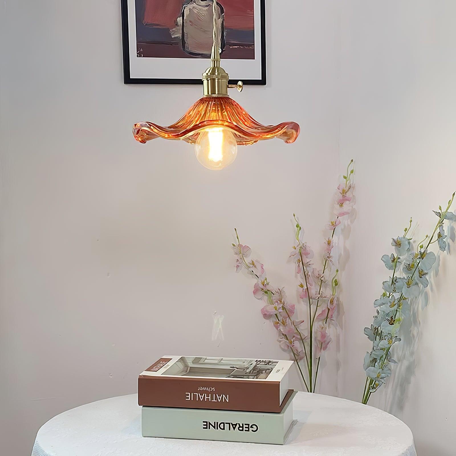 Hibiscus Glass Flower Ceiling Pendant Lighting Lobby