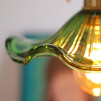 Hibiscus Glass Flower Ceiling Pendant Lighting Lobby