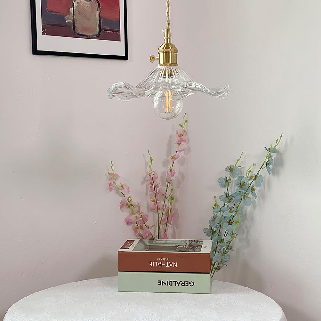 Hibiscus Glass Flower Ceiling Pendant Lighting Lobby