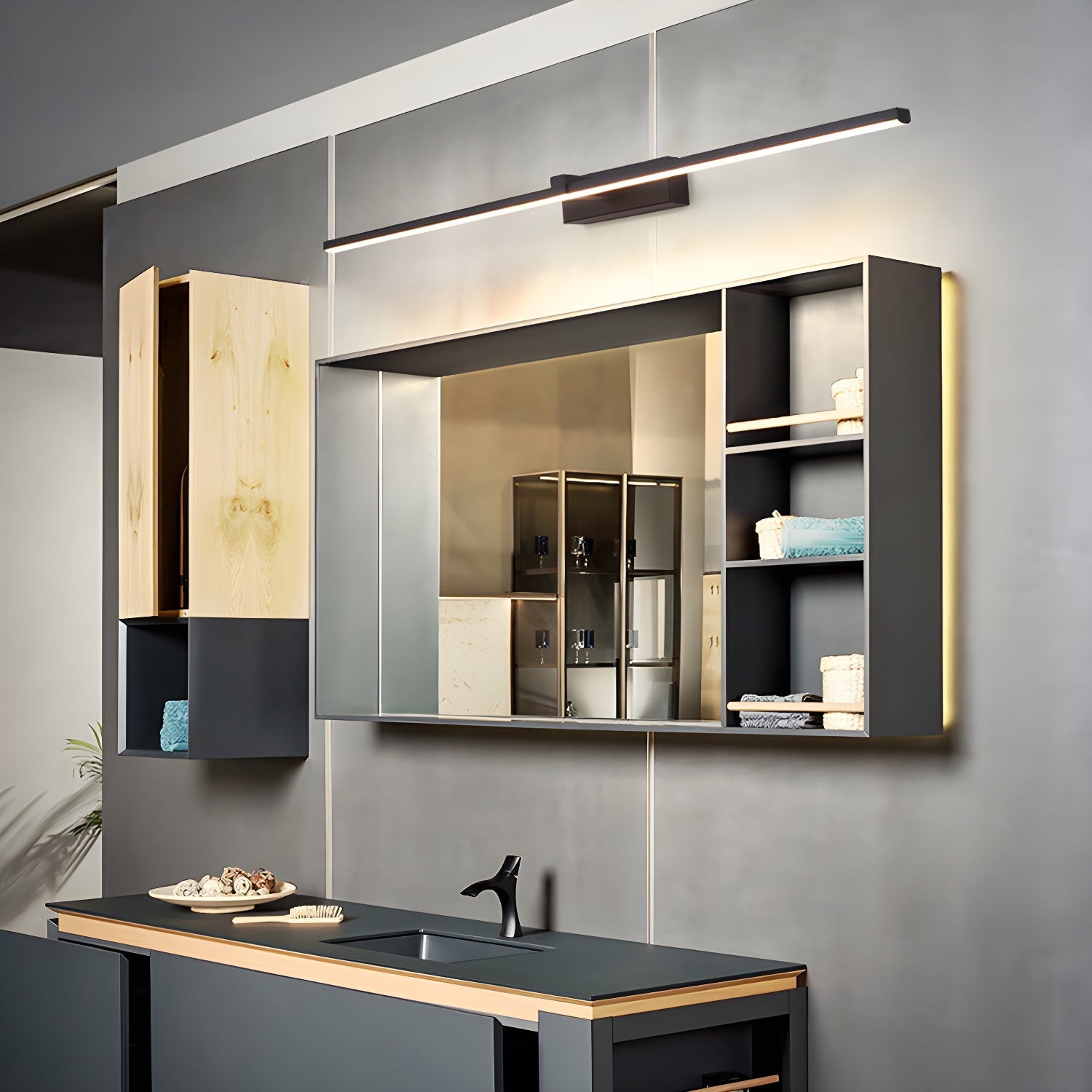 Linear Metal Wall Mirror Light Lighting Lobby