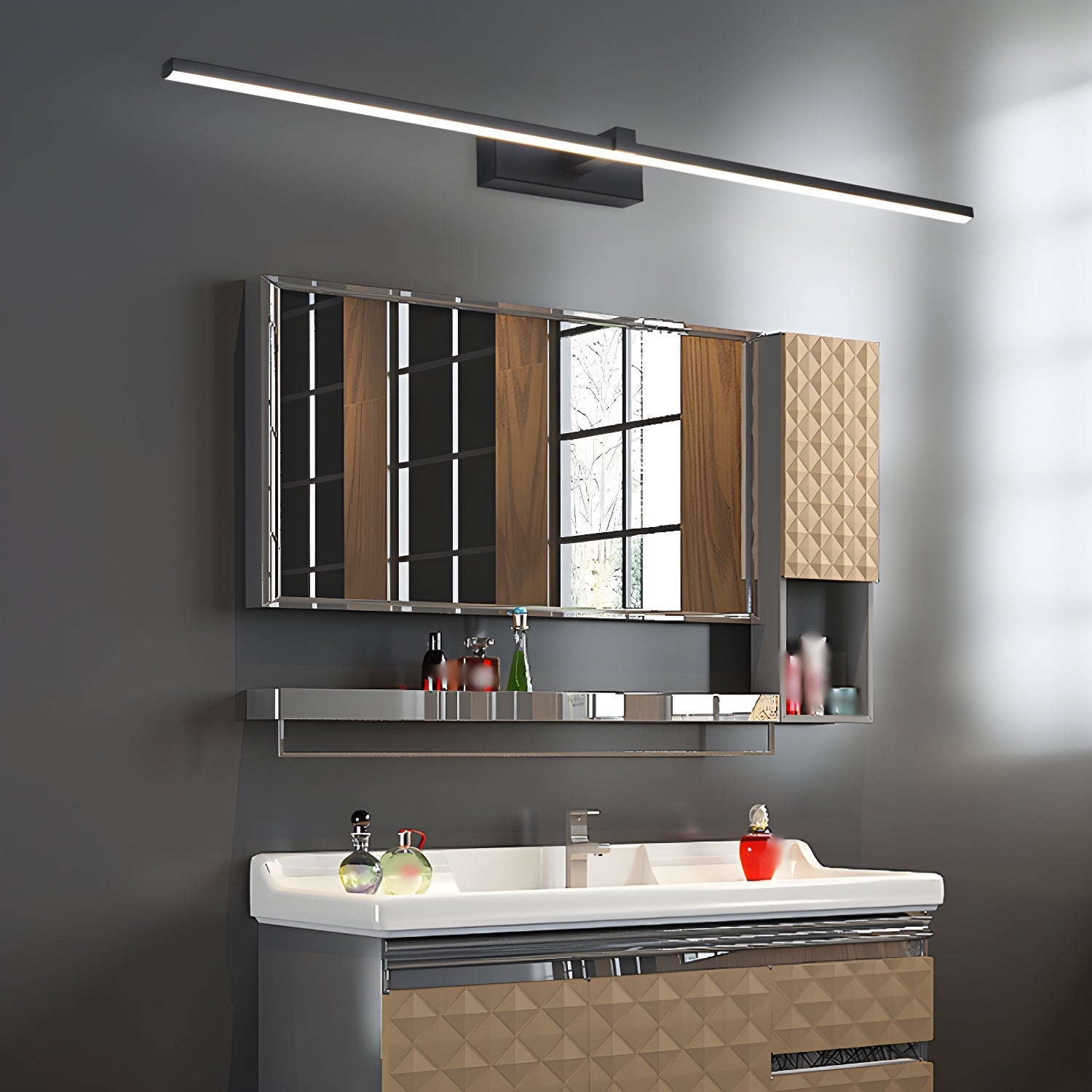 Linear Metal Wall Mirror Light Lighting Lobby