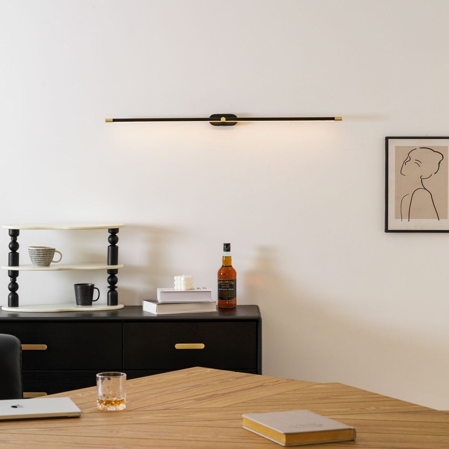 Linear Minimalist Wall Light with Rechargeable Feature Lighting Lobby