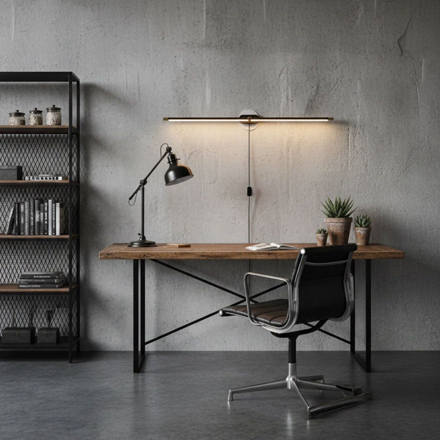 Linear Minimalist Wall-Mounted Plug-in Light Fixture Lighting Lobby