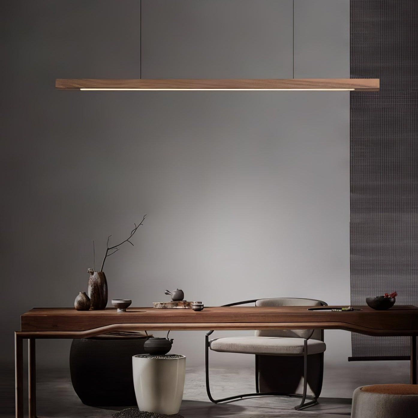 Linear Wooden Ceiling Suspension Light Lighting Lobby