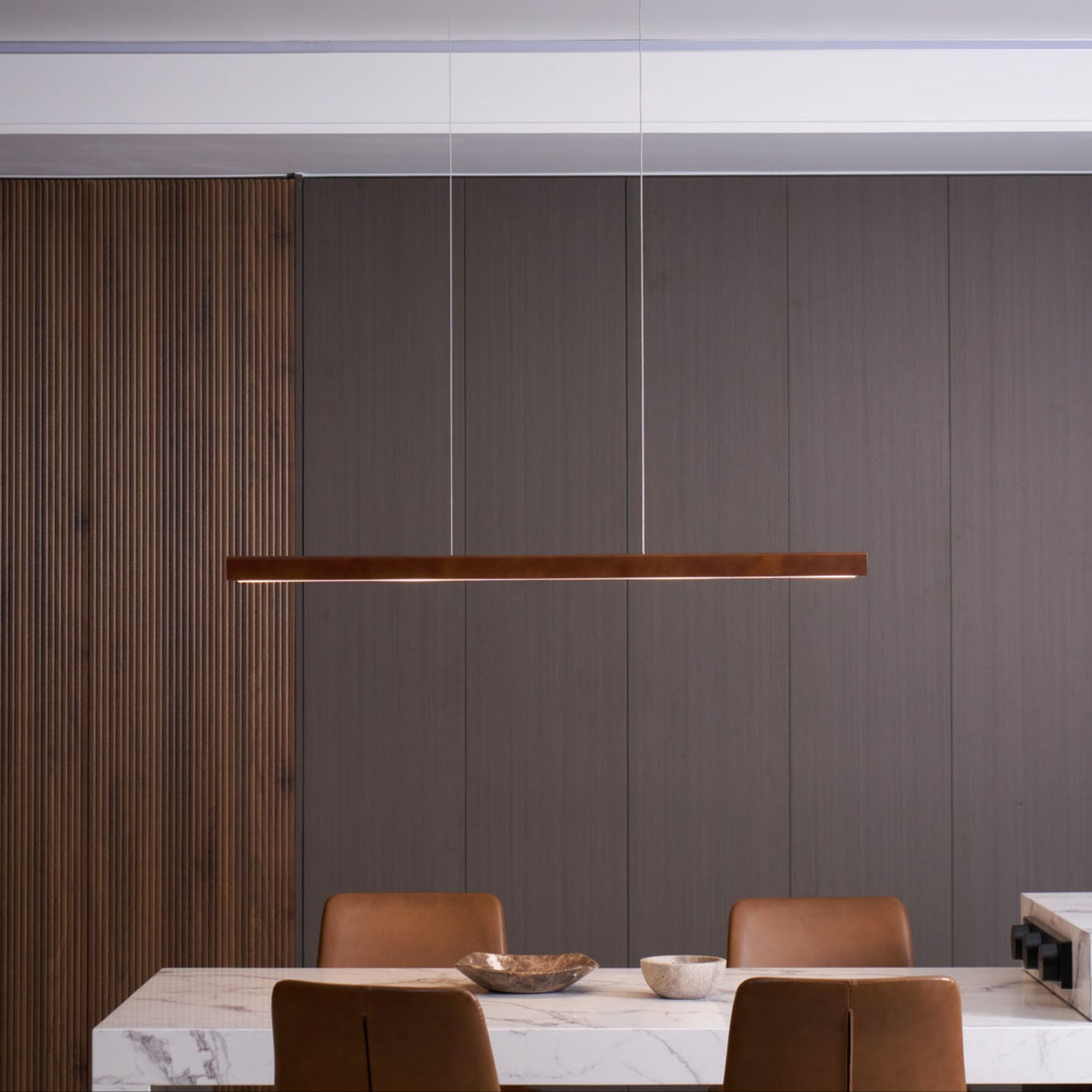 Linear Wooden Ceiling Suspension Light Lighting Lobby