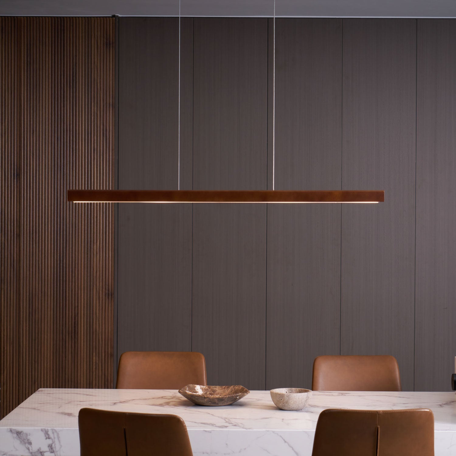 Linear Wooden Ceiling Suspension Light Lighting Lobby