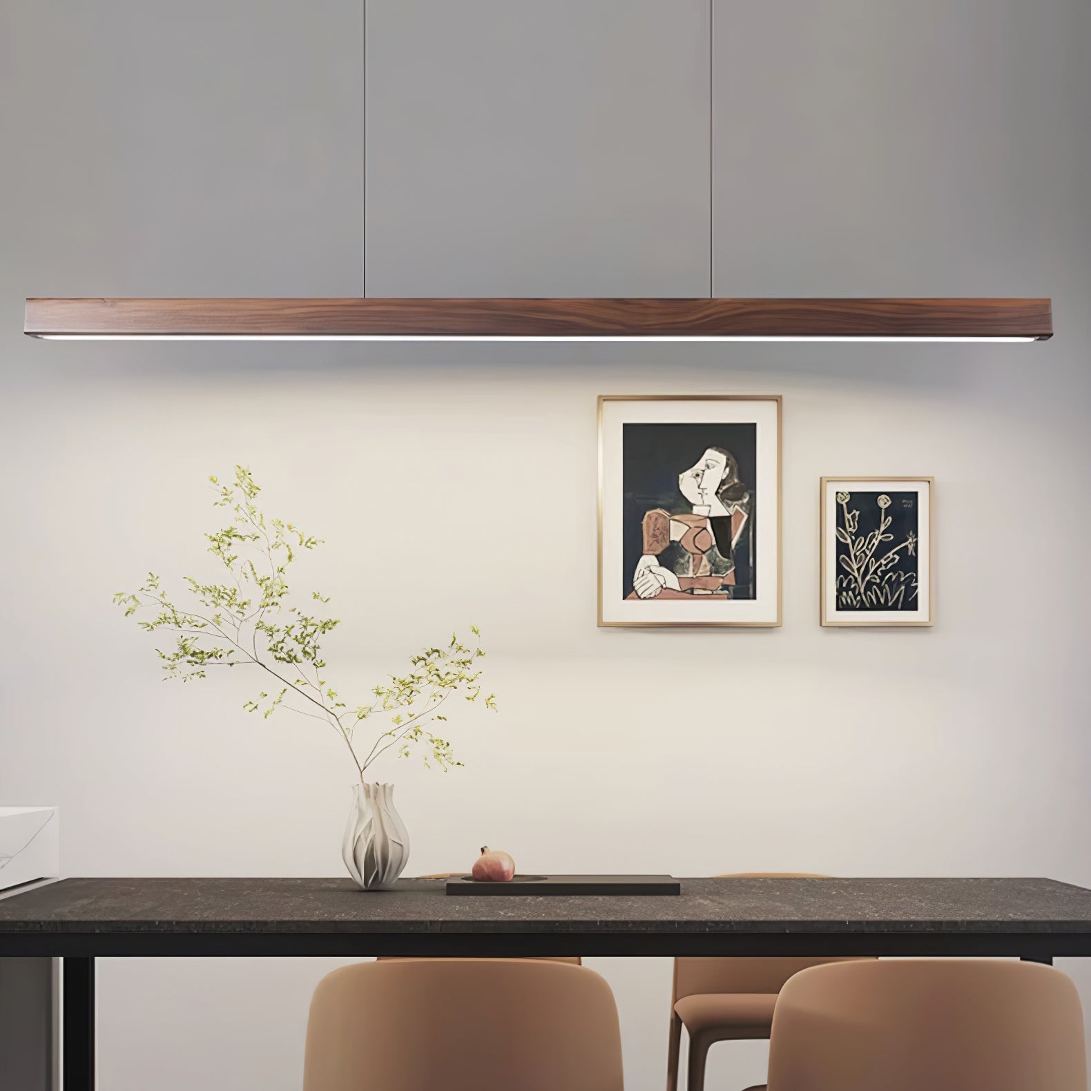 Linear Wooden Ceiling Suspension Light Lighting Lobby