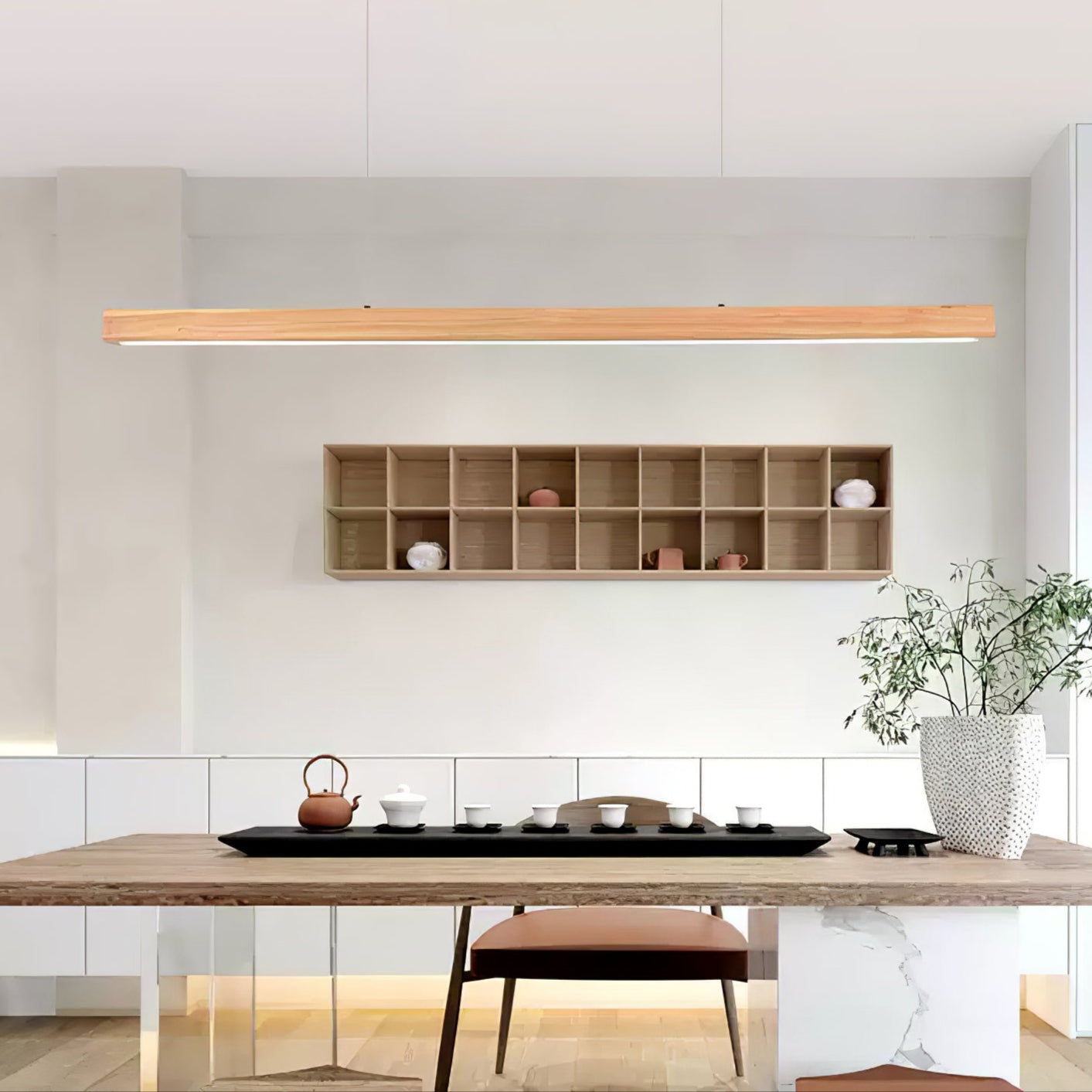 Linear Wooden Ceiling Suspension Light Lighting Lobby