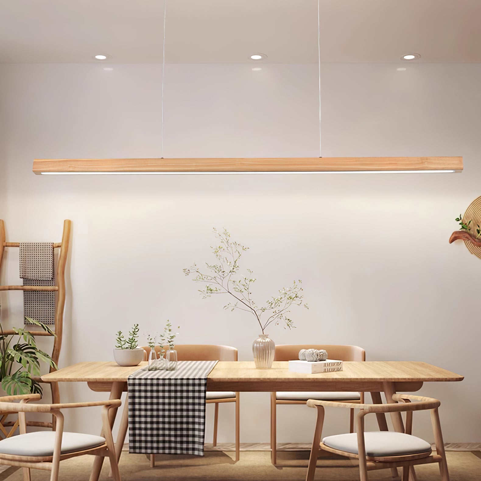 Linear Wooden Ceiling Suspension Light Lighting Lobby