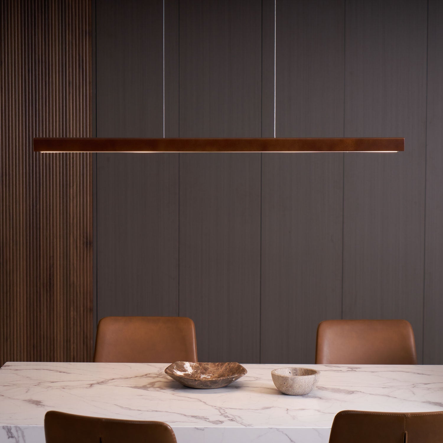 Linear Wooden Ceiling Suspension Light Lighting Lobby