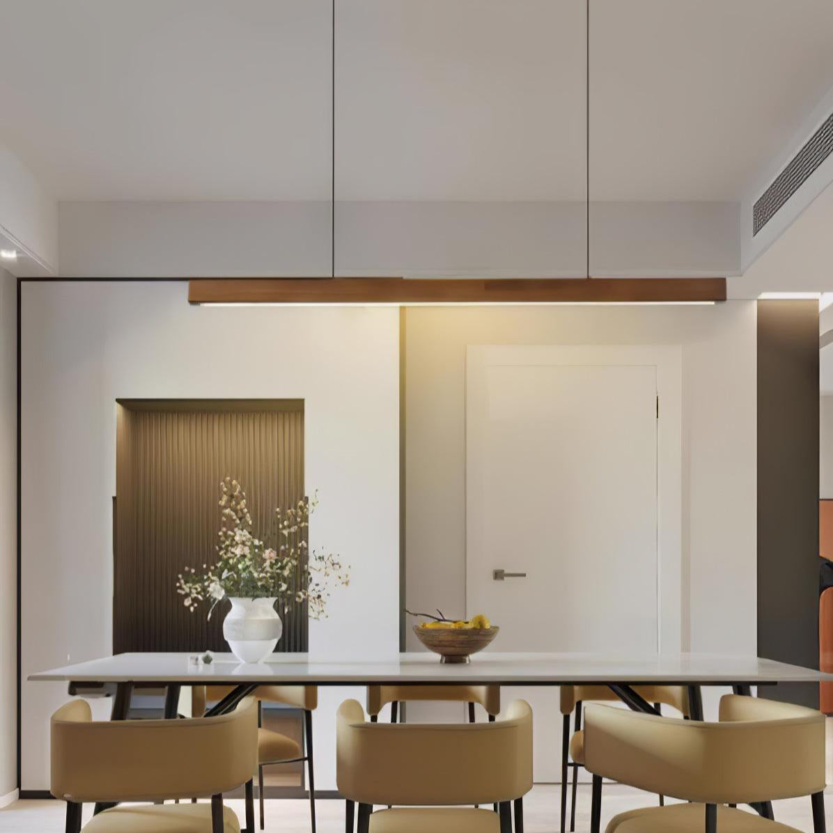 Linear Wooden Ceiling Suspension Light Lighting Lobby