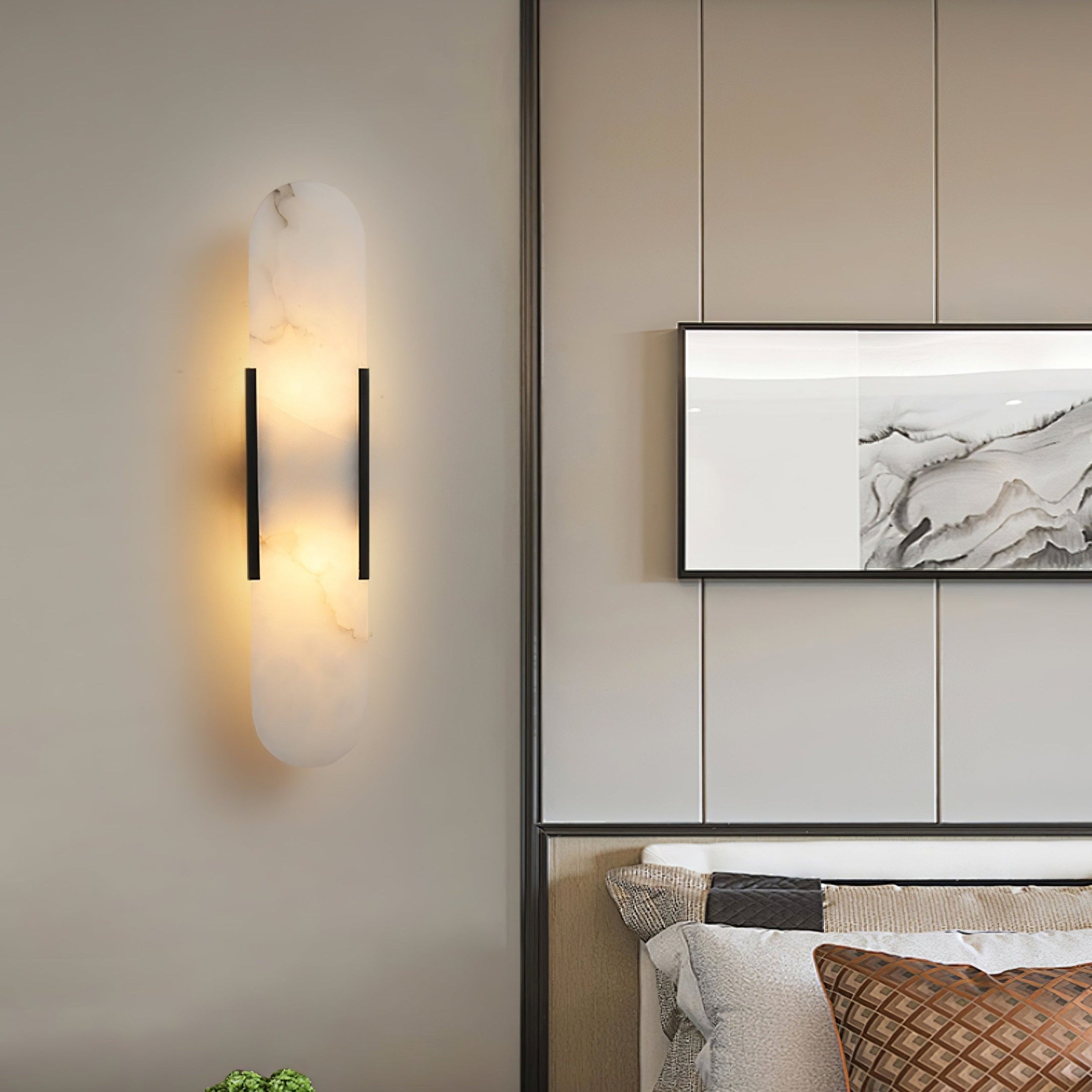 Melange Stretched Alabaster Wall Light Lighting Lobby