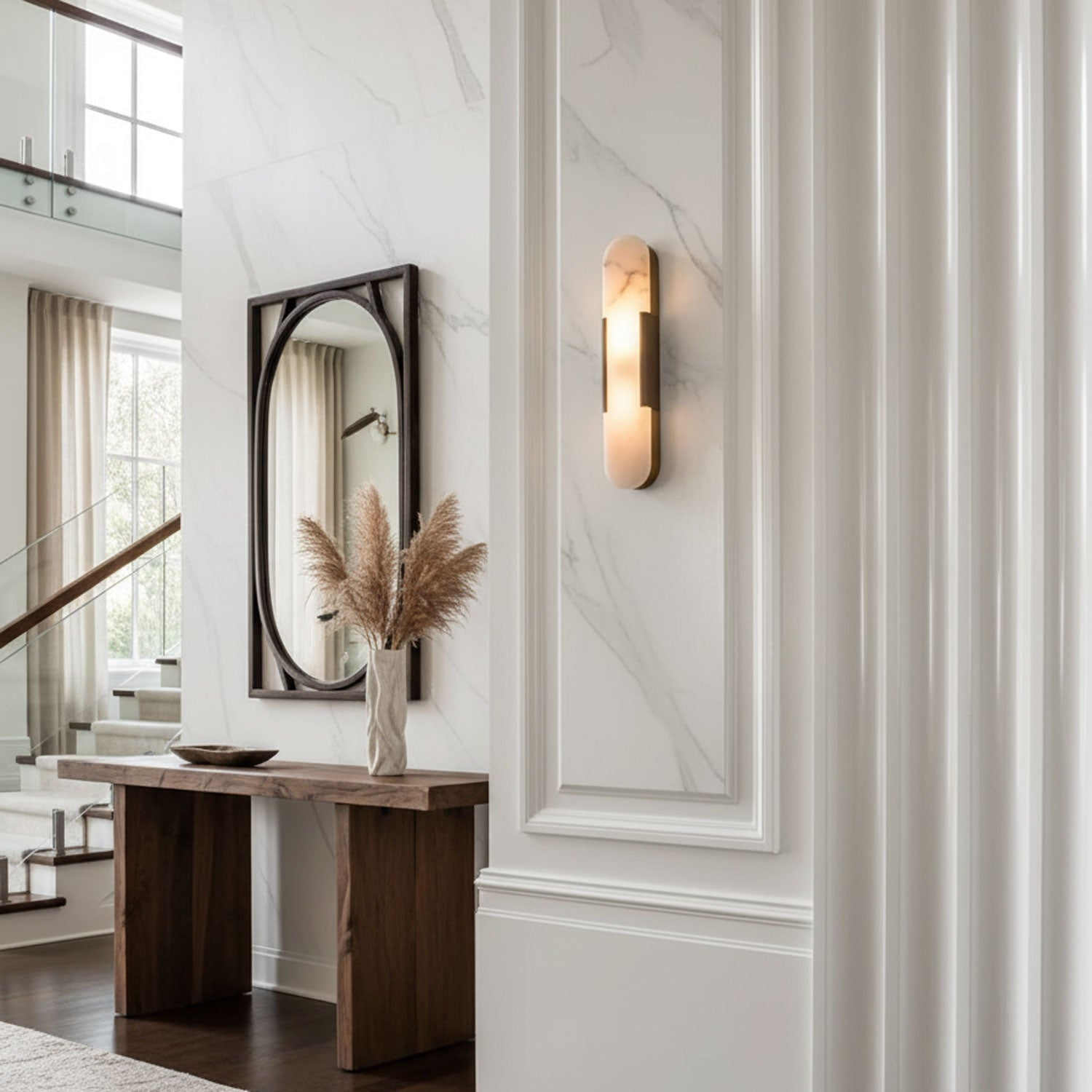 Melange Stretched Alabaster Wall Light Lighting Lobby