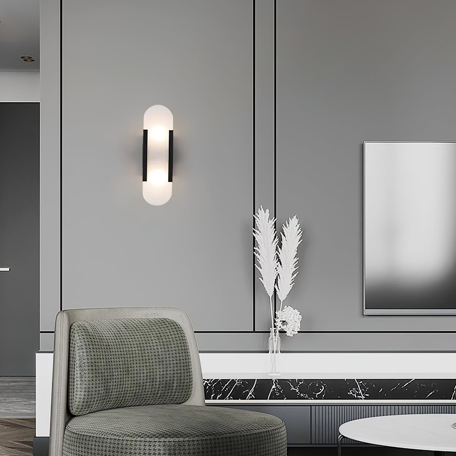 Melange Stretched Alabaster Wall Light Lighting Lobby