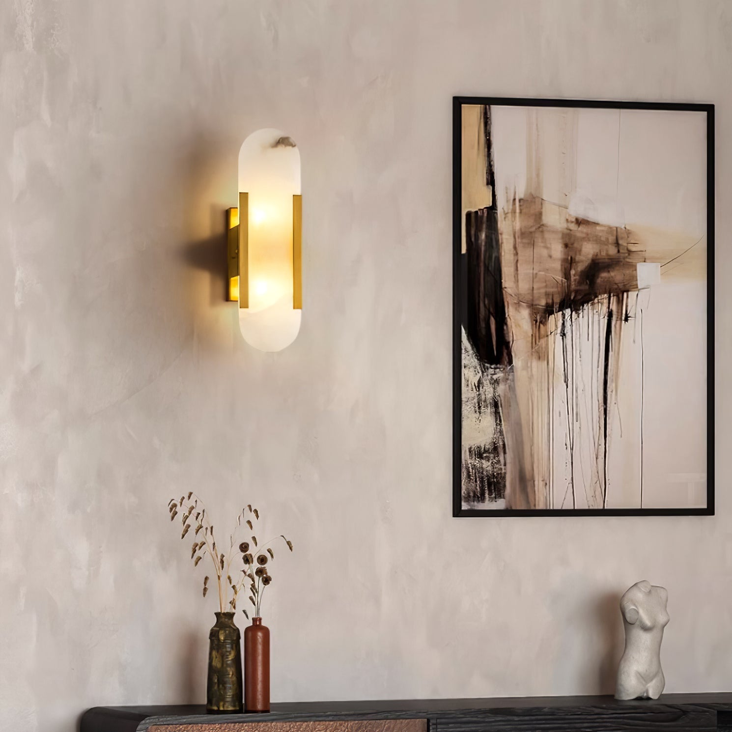 Melange Stretched Alabaster Wall Light Lighting Lobby