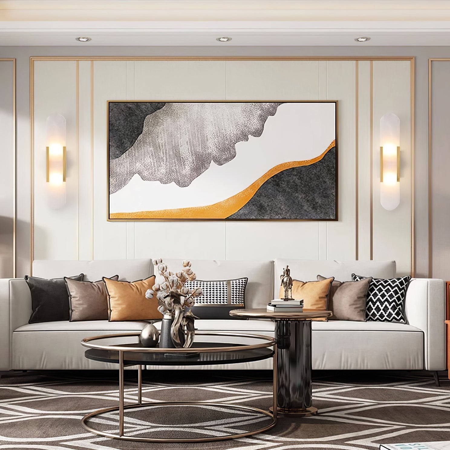 Melange Stretched Alabaster Wall Light Lighting Lobby