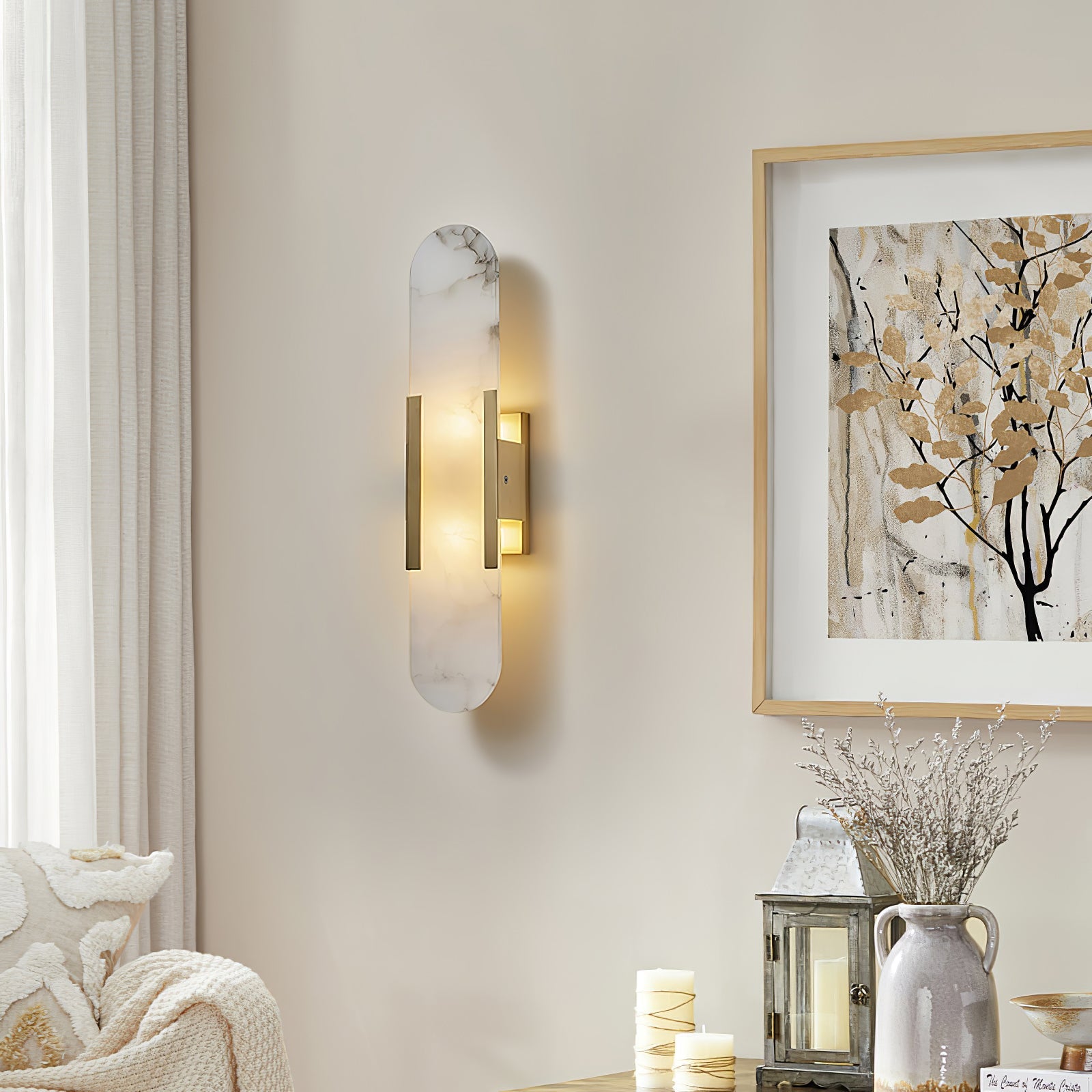 Melange Stretched Alabaster Wall Light Lighting Lobby