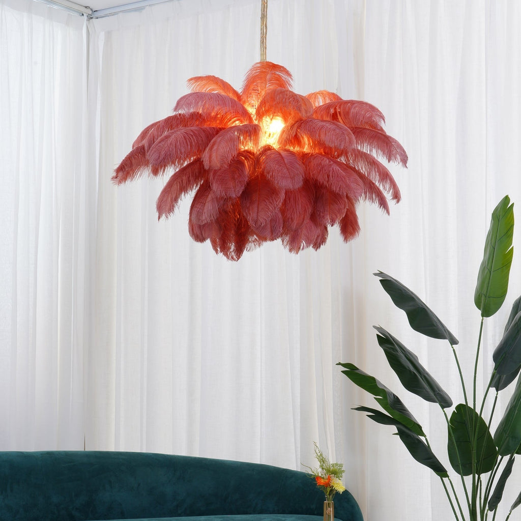 Ostrich Feather Ceiling Pendant Lighting Lobby