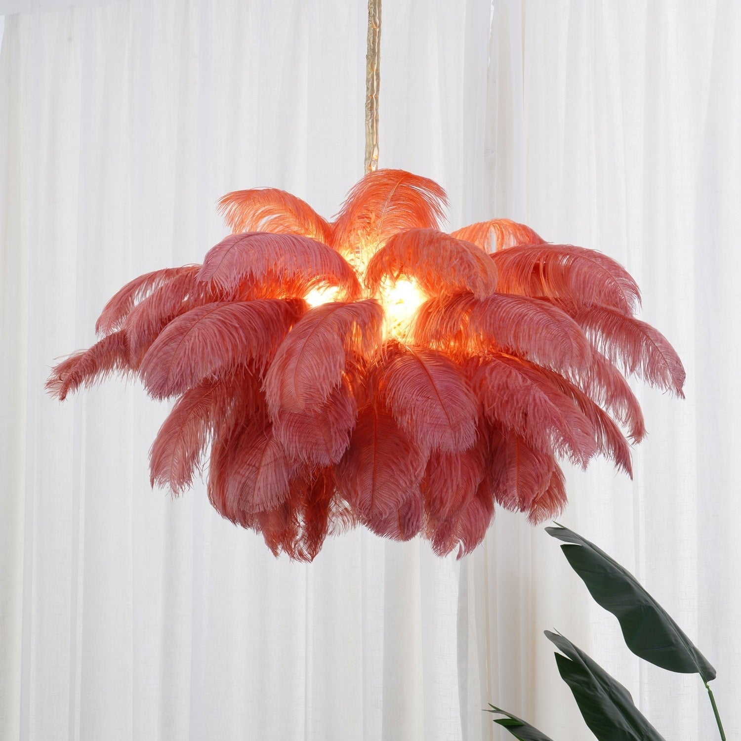 Ostrich Feather Ceiling Pendant Lighting Lobby