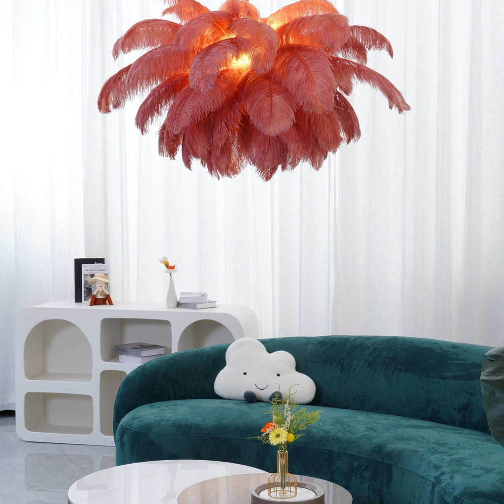 Ostrich Feather Ceiling Pendant Lighting Lobby