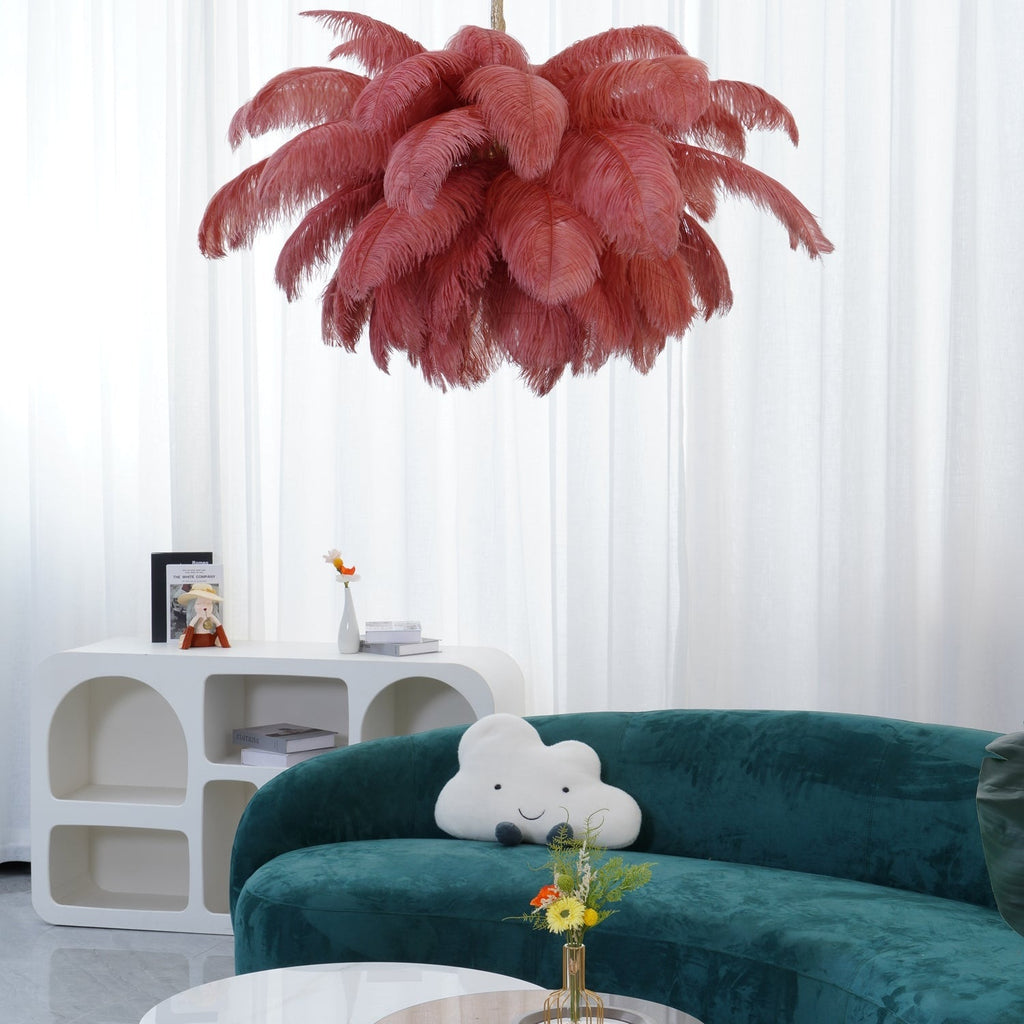 Ostrich Feather Ceiling Pendant Lighting Lobby