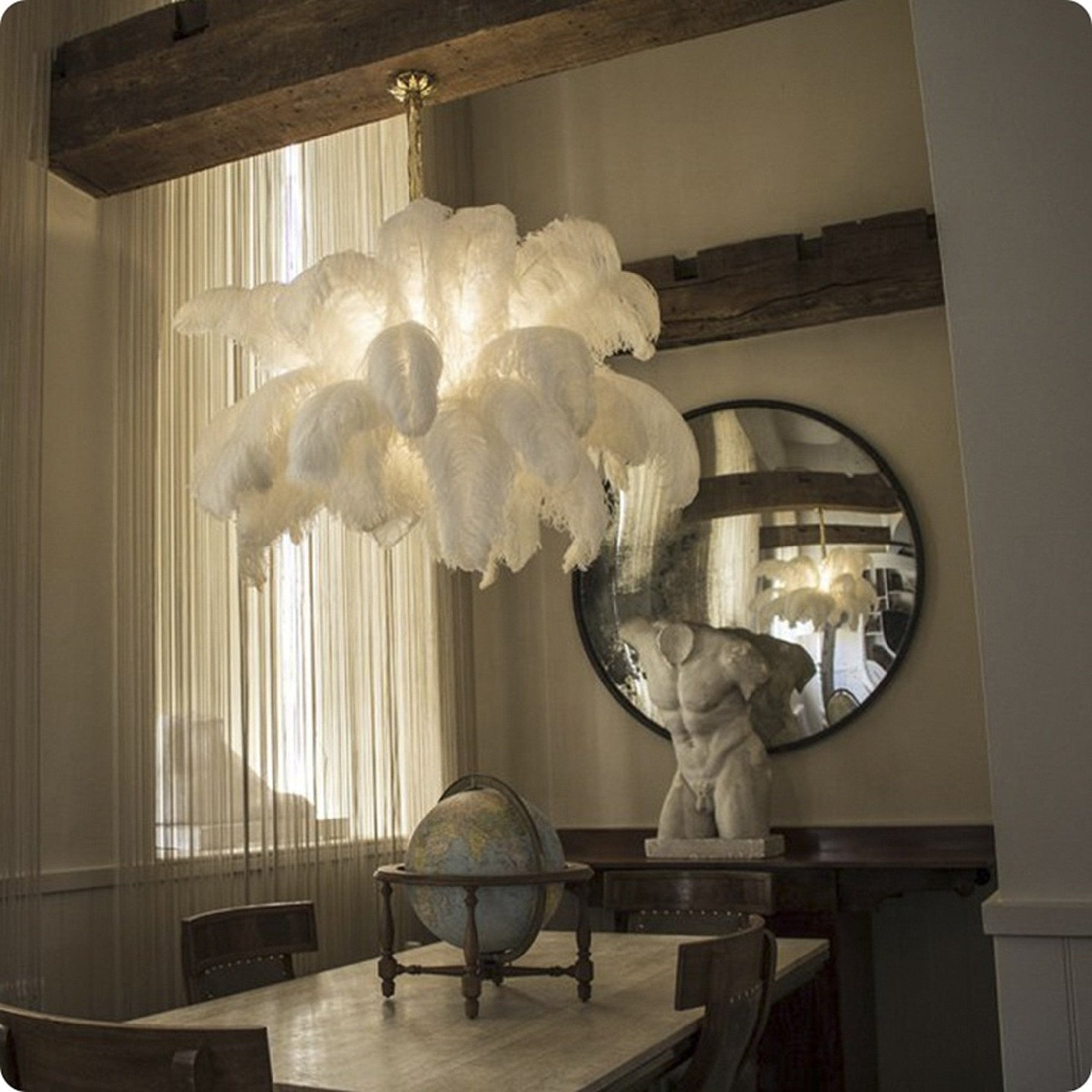 Ostrich Feather Ceiling Pendant Lighting Lobby