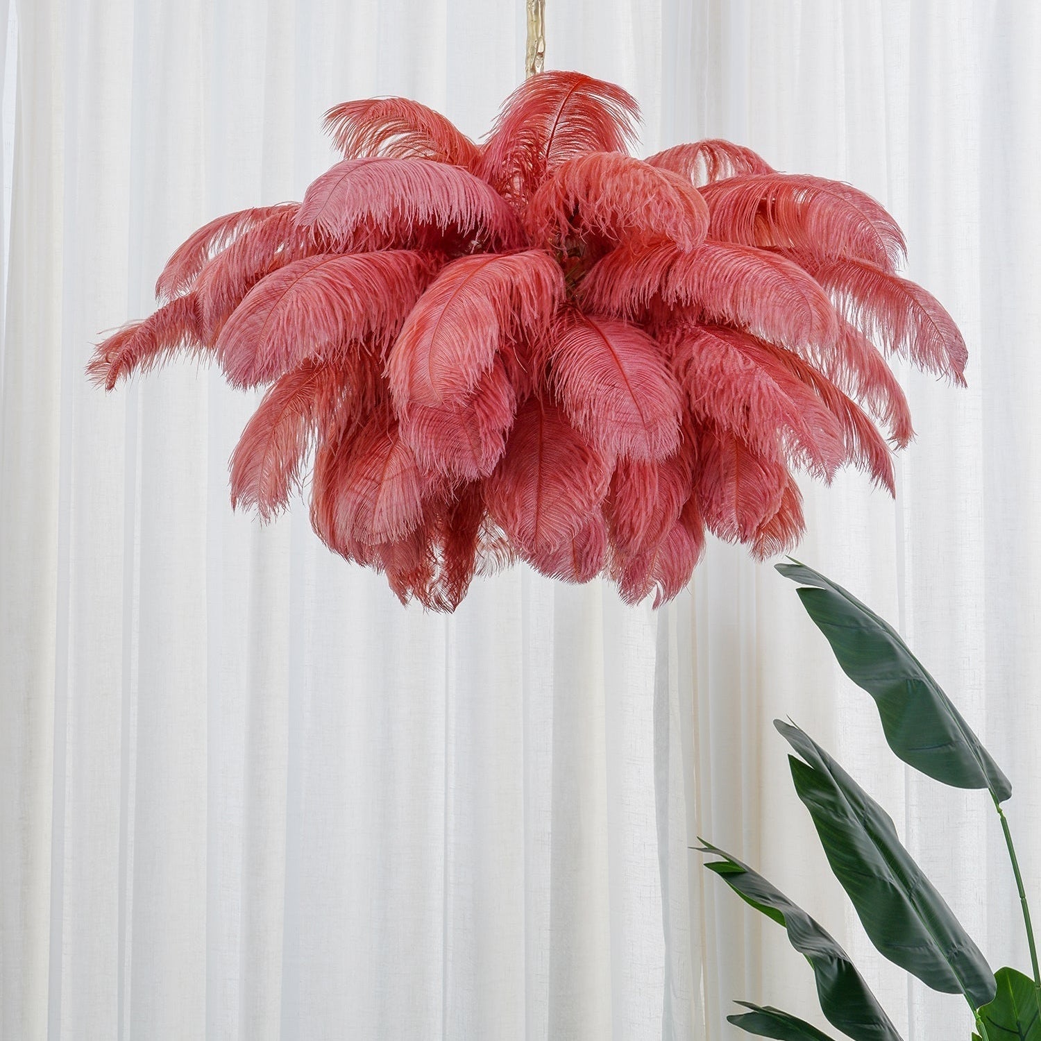 Ostrich Feather Ceiling Pendant Lighting Lobby