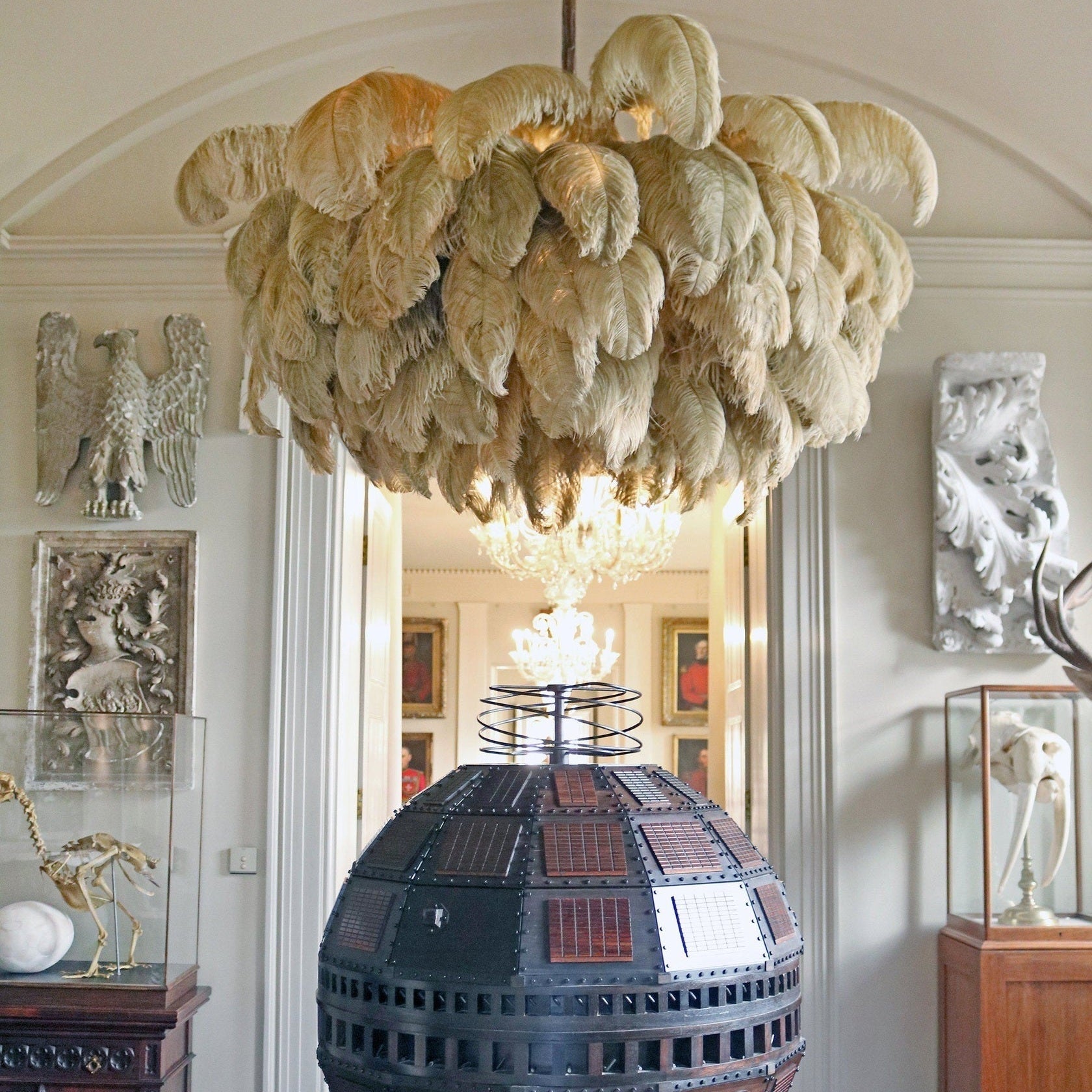 Ostrich Feather Ceiling Pendant Lighting Lobby