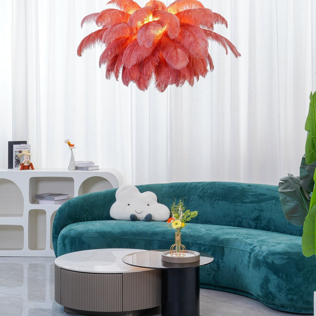 Ostrich Feather Ceiling Pendant Lighting Lobby