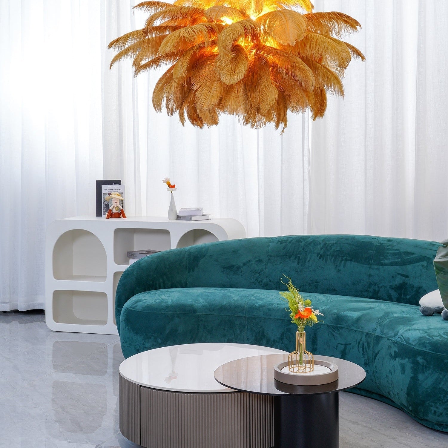Ostrich Feather Ceiling Pendant Lighting Lobby