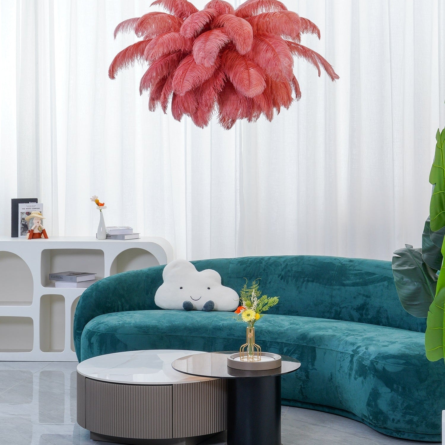 Ostrich Feather Ceiling Pendant Lighting Lobby