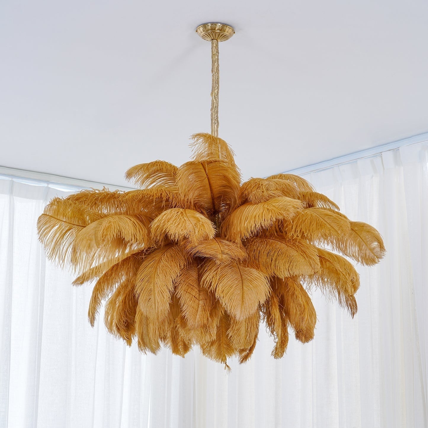 Ostrich Feather Ceiling Pendant Lighting Lobby