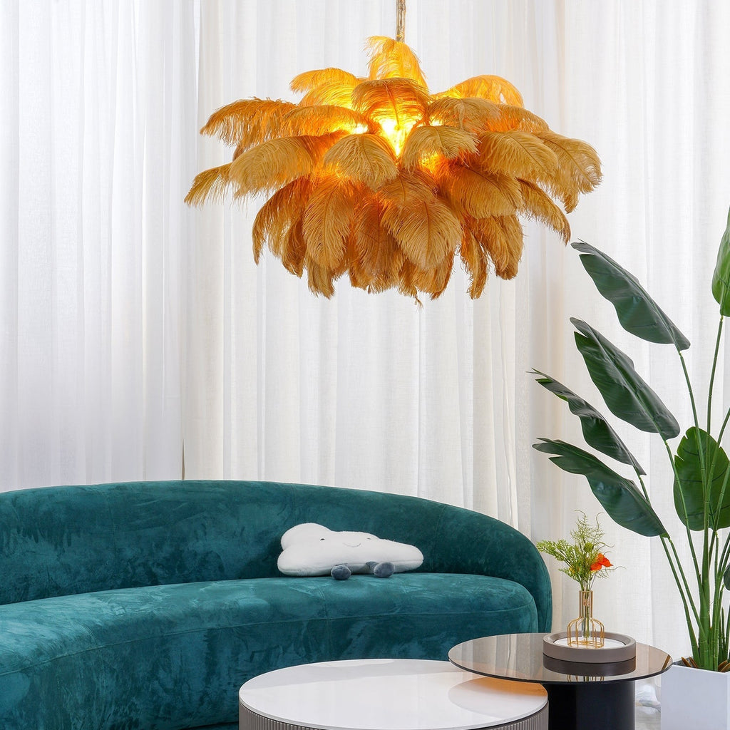 Ostrich Feather Ceiling Pendant Lighting Lobby