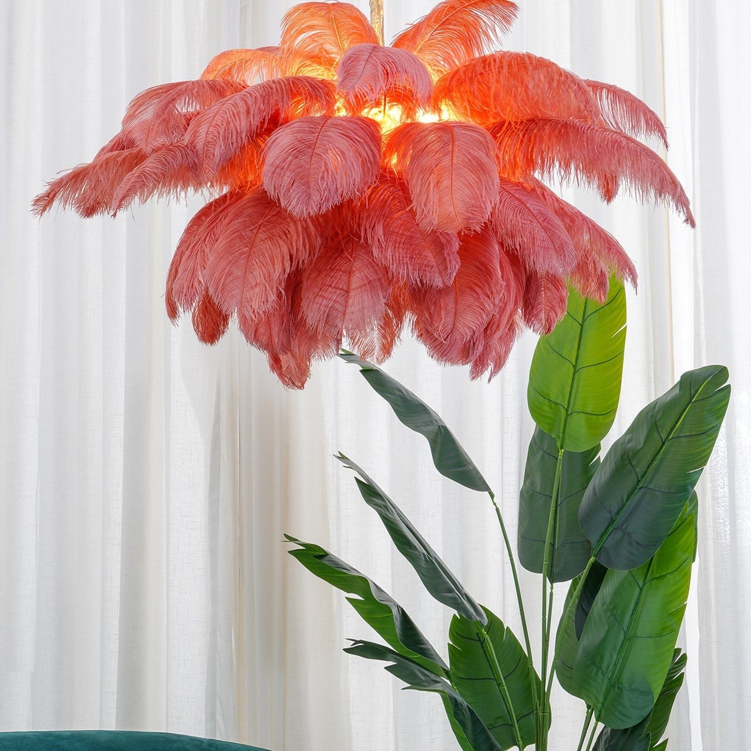 Ostrich Feather Ceiling Pendant Lighting Lobby