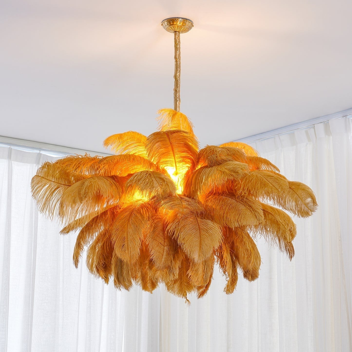 Ostrich Feather Ceiling Pendant Lighting Lobby