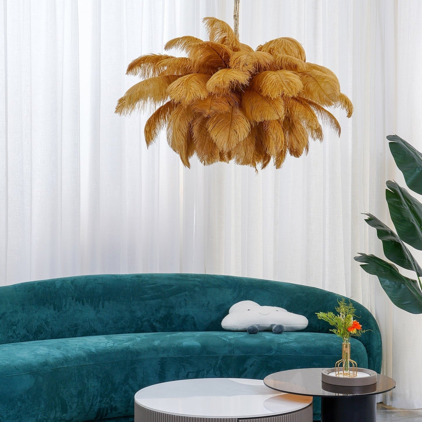 Ostrich Feather Ceiling Pendant Lighting Lobby