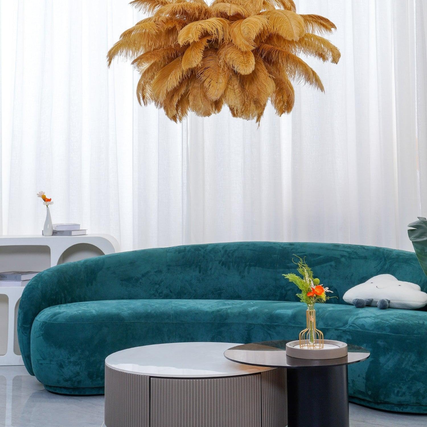 Ostrich Feather Ceiling Pendant Lighting Lobby