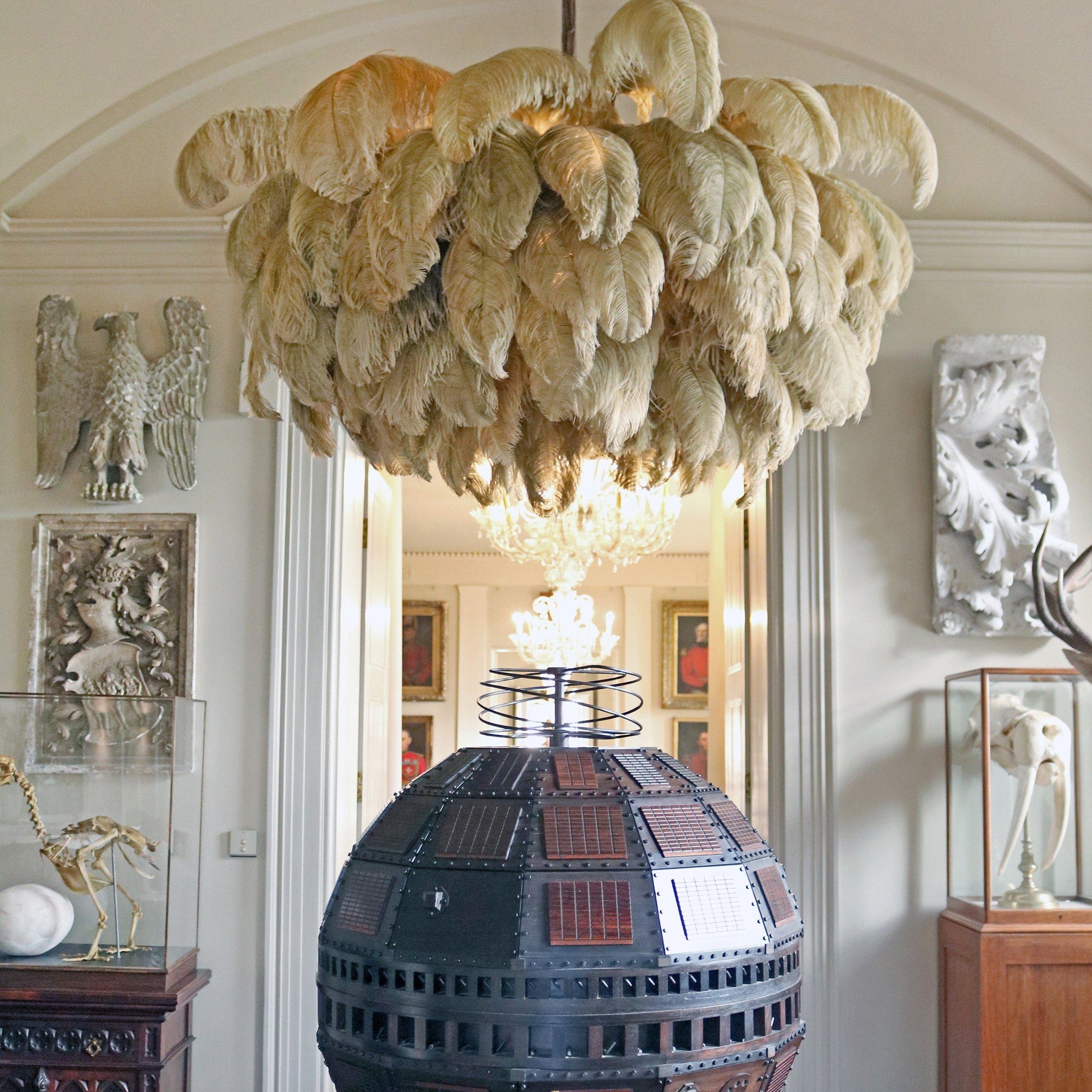 Ostrich Feather Ceiling Pendant Lighting Lobby