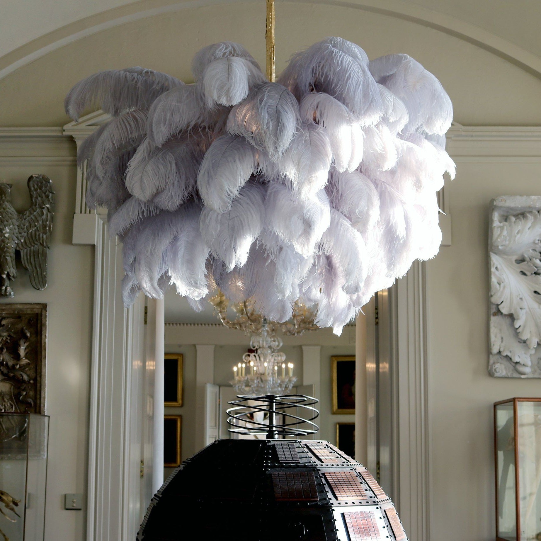Ostrich Feather Ceiling Pendant Lighting Lobby