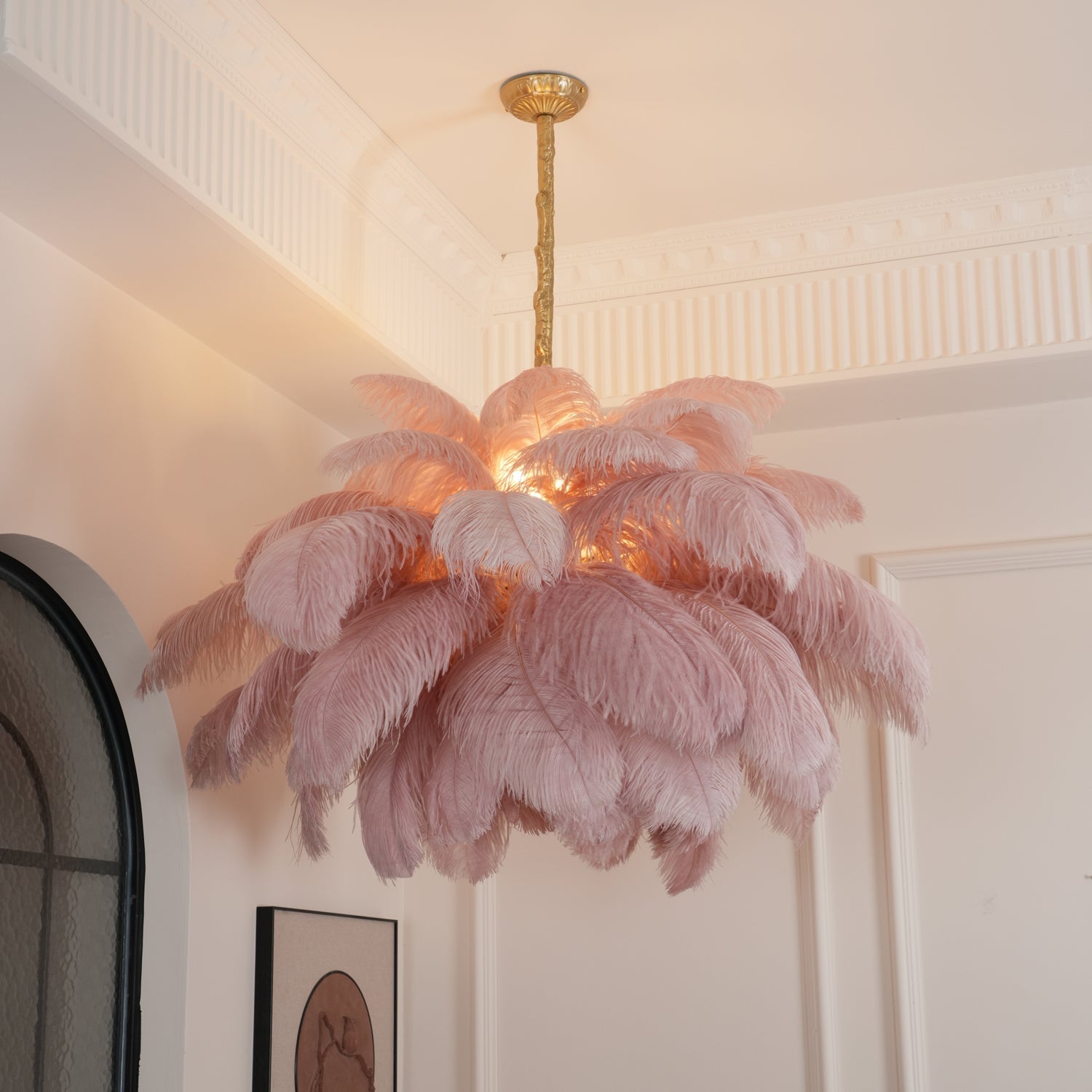 Ostrich Feather Ceiling Pendant Lighting Lobby