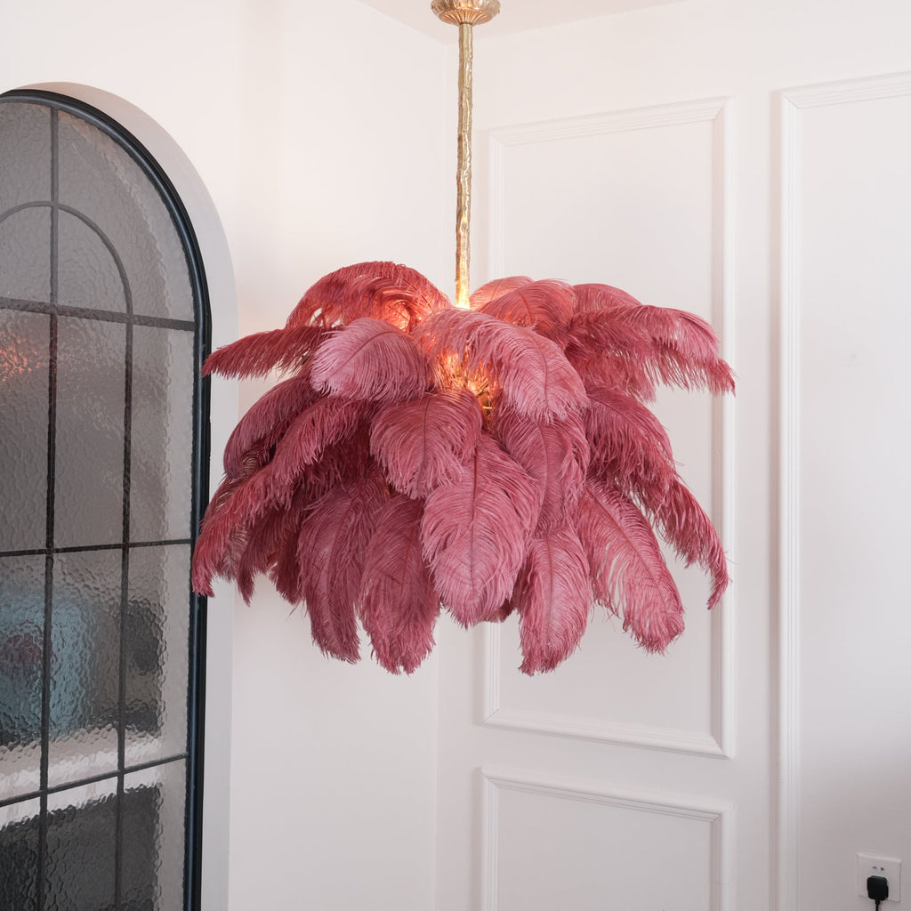 Ostrich Feather Ceiling Pendant Lighting Lobby